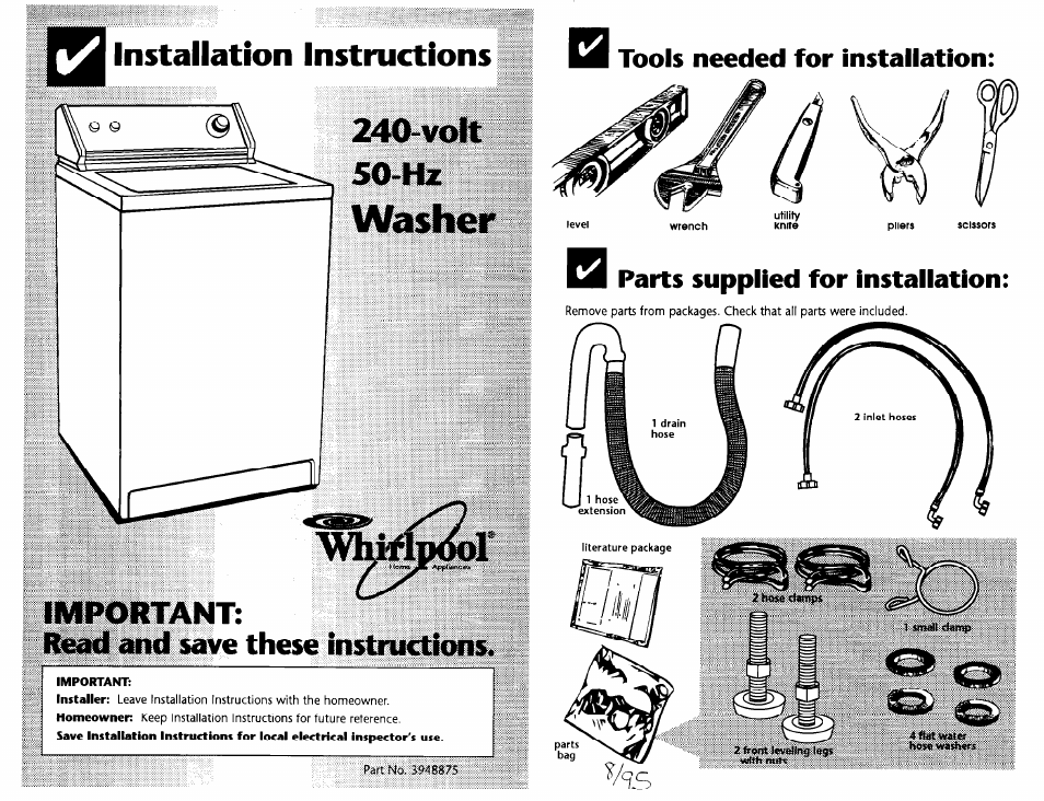 Whirlpool 3948875 User Manual | 5 pages