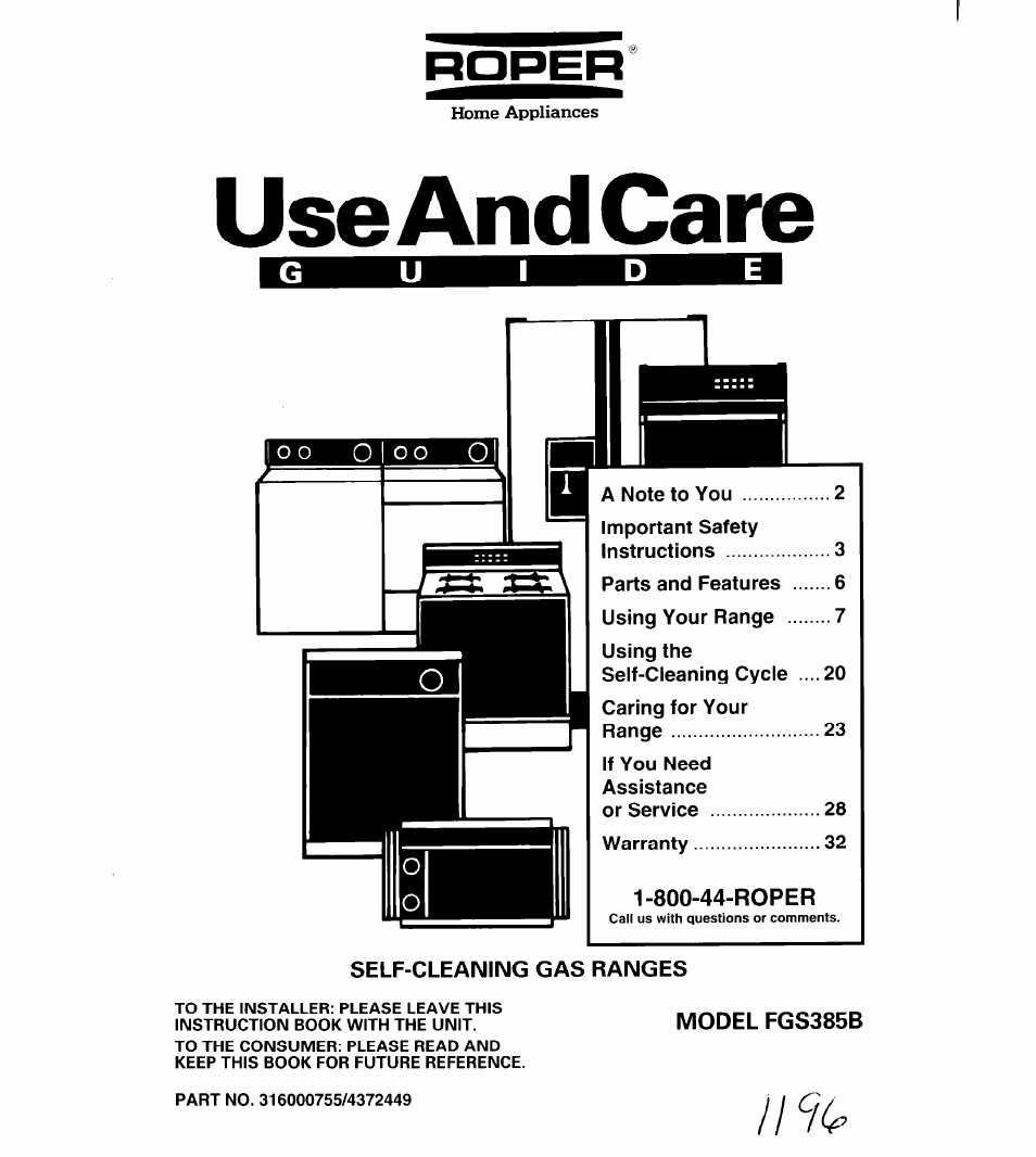 Whirlpool FGS385B User Manual | 32 pages