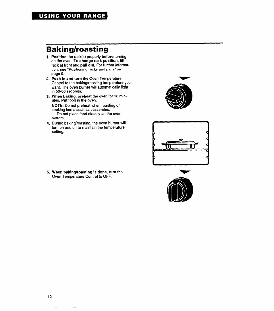 Baking/roasting | Whirlpool FGP325A User Manual | Page 12 / 24