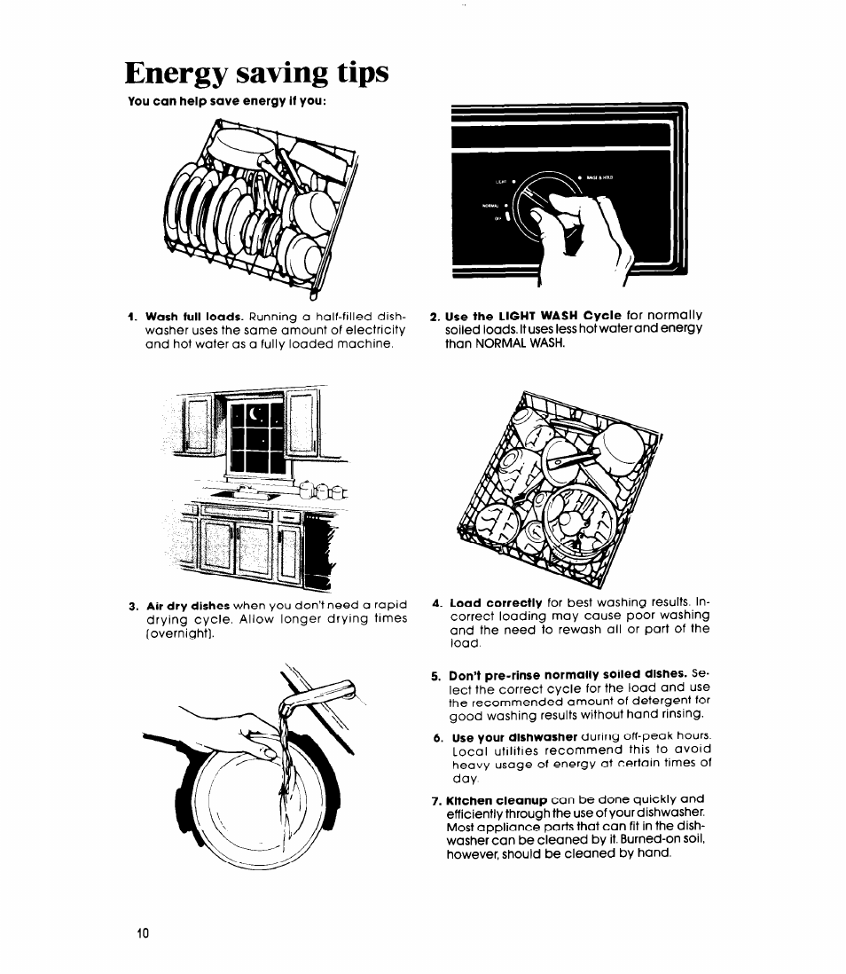 Energy saving tips | Whirlpool DP3000XR Series User Manual | Page 10 / 16