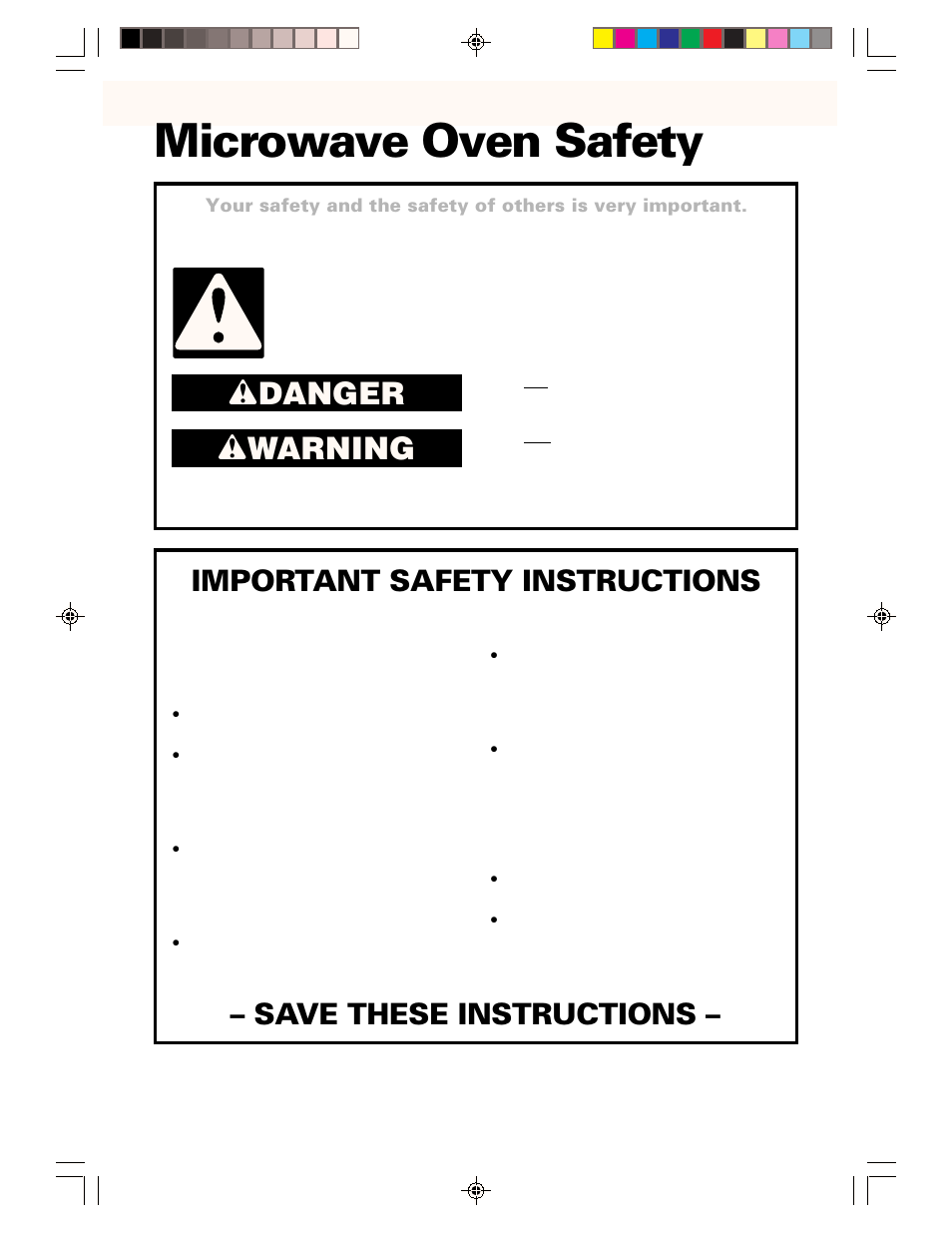 Microwave oven safety, Wdanger w warning, Important safety instructions | Save these instructions | Whirlpool CMT061SG User Manual | Page 3 / 28