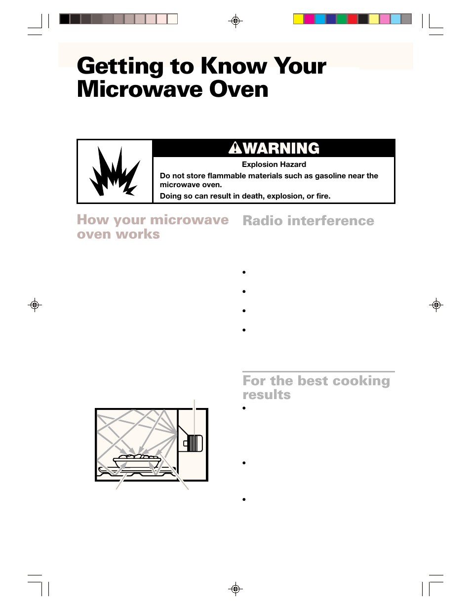 Getting to know your microwave oven, How your microwave oven works, Radio interference | For best cooking results, Wwarning, For the best cooking results | Whirlpool CMT061SG User Manual | Page 7 / 28