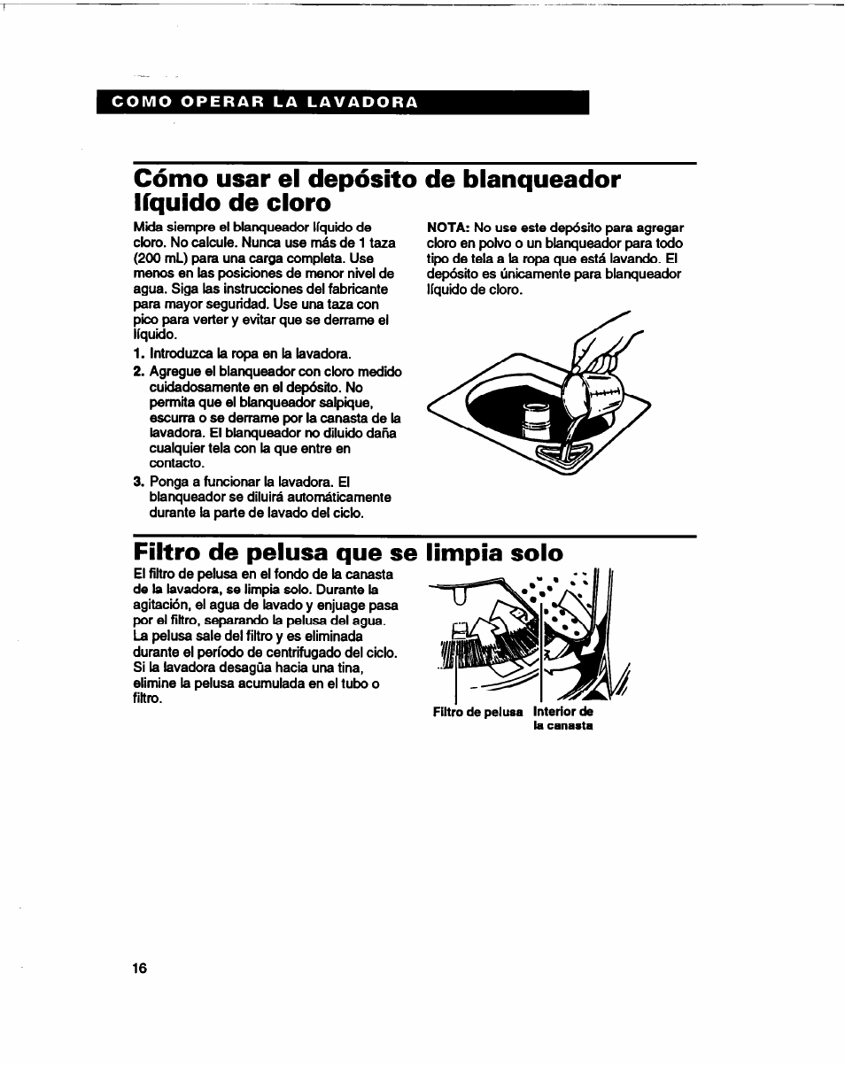 Filtro de pelusa que se limpia solo | Whirlpool 3366860 User Manual | Page 37 / 53