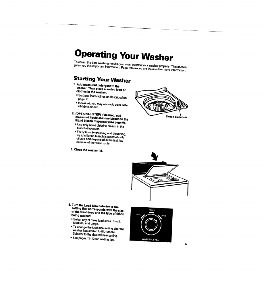 Operating your washer, Starting your washer, I'ass'bsh | Whirlpool 3366860 User Manual | Page 5 / 53