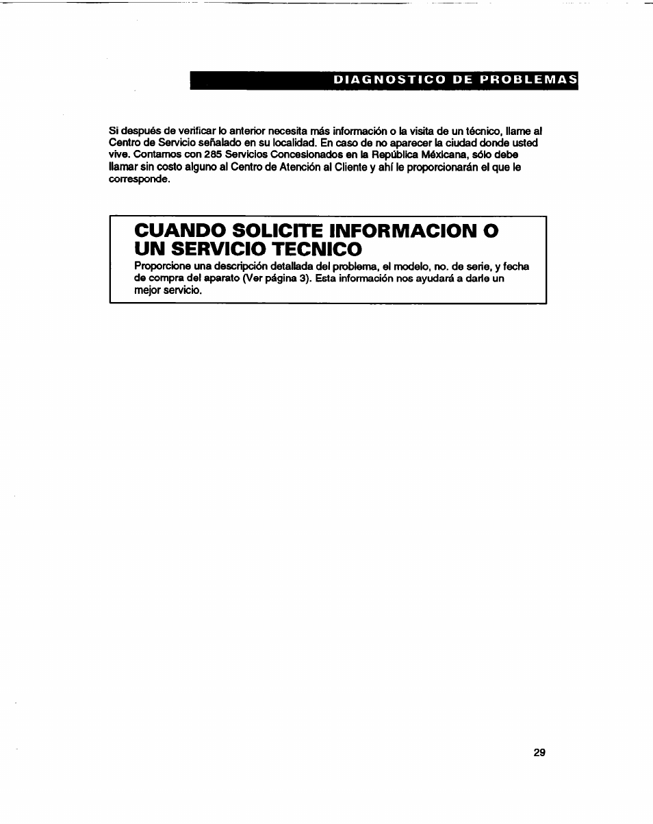 Cuando solicite informacion o un servicio tecnico | Whirlpool 3366860 User Manual | Page 50 / 53