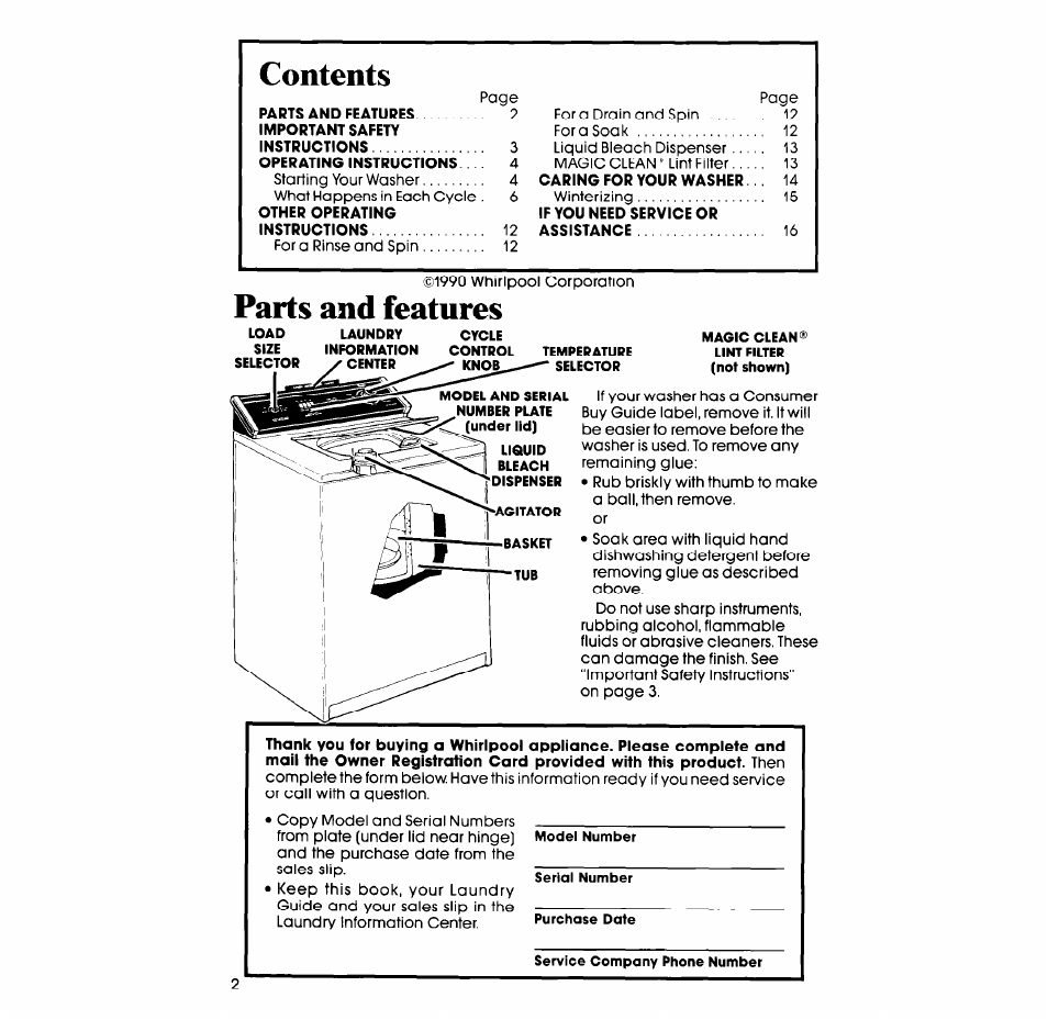 Whirlpool 3LA58OOXS User Manual | Page 2 / 16