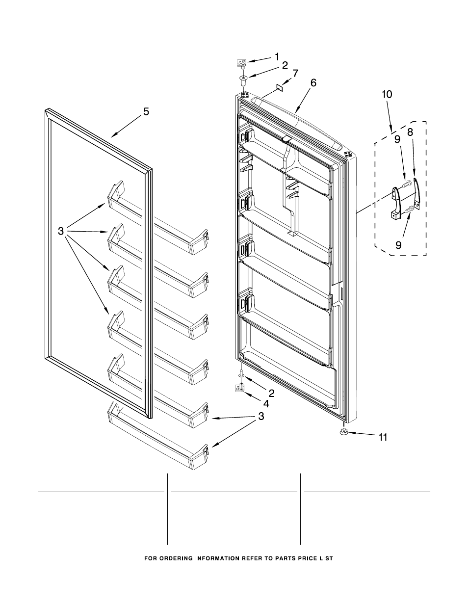 Door, Door parts | Whirlpool EV200FZRQ03 User Manual | Page 7 / 8