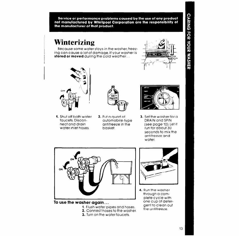 Winterizing | Whirlpool LA7899XP User Manual | Page 13 / 16