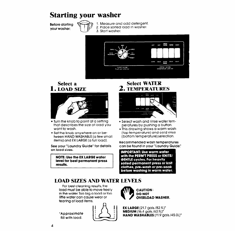 Starting your washer | Whirlpool LA7899XP User Manual | Page 4 / 16