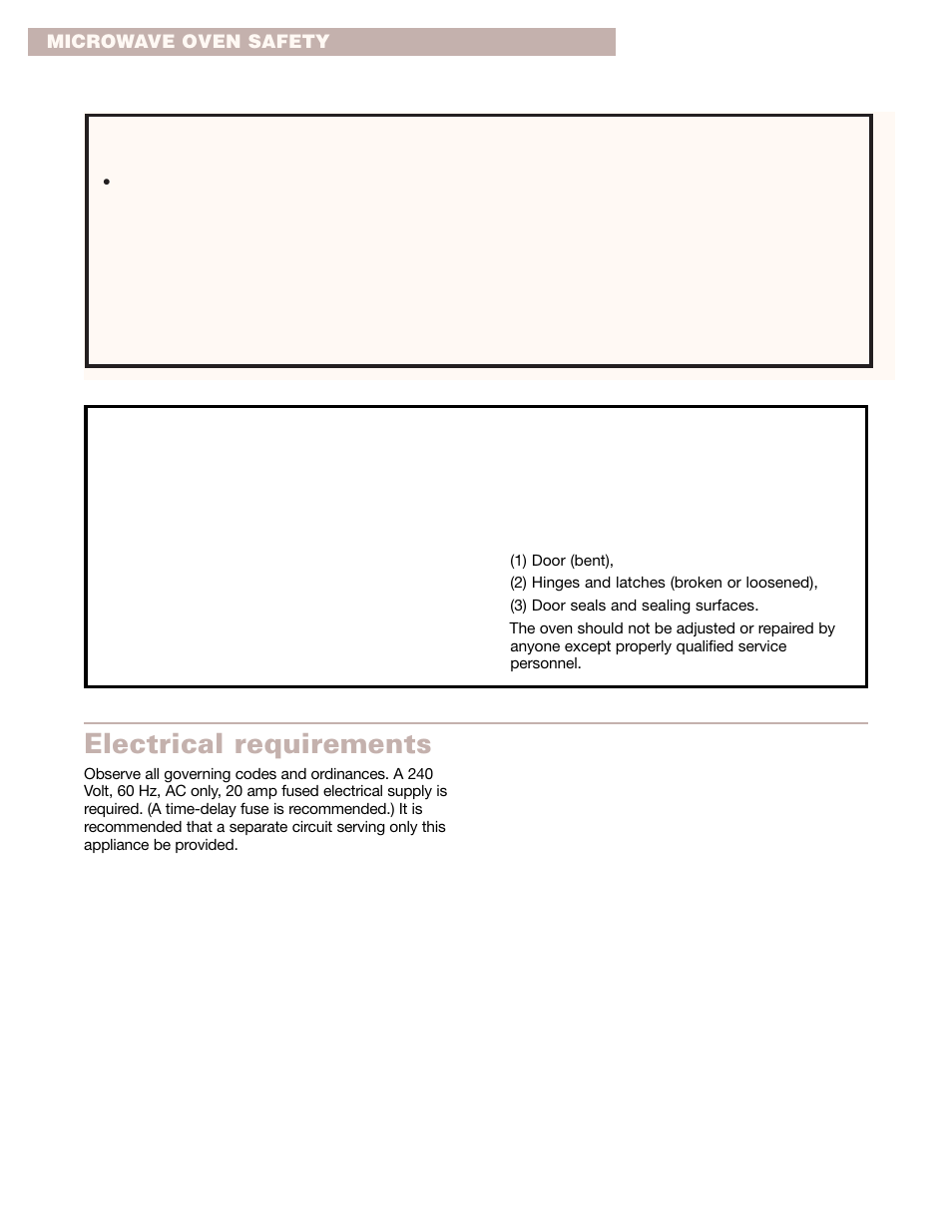 Electrical requirements | Whirlpool GMC275PD User Manual | Page 4 / 32