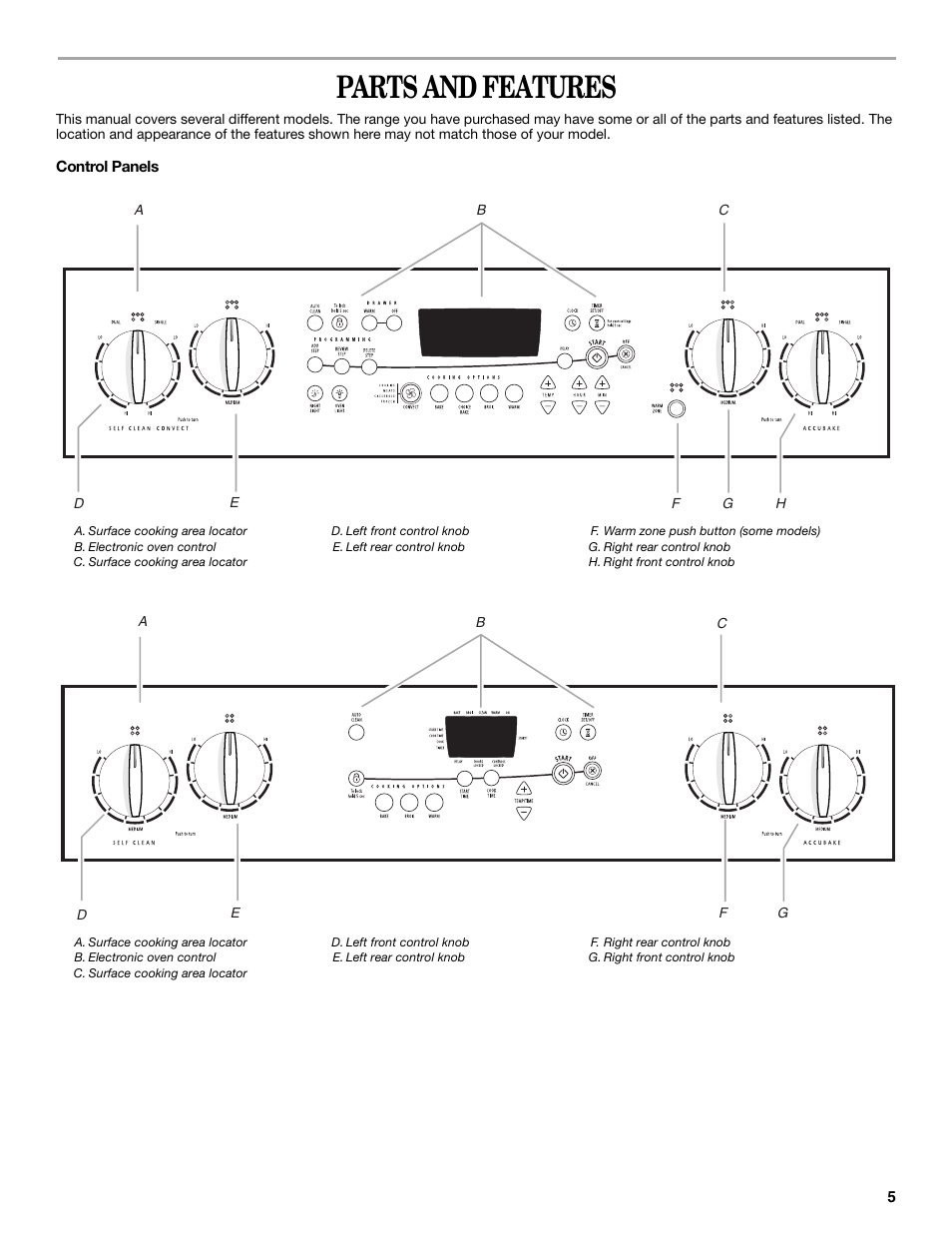 Parts and features | Whirlpool 9761862 User Manual | Page 5 / 28