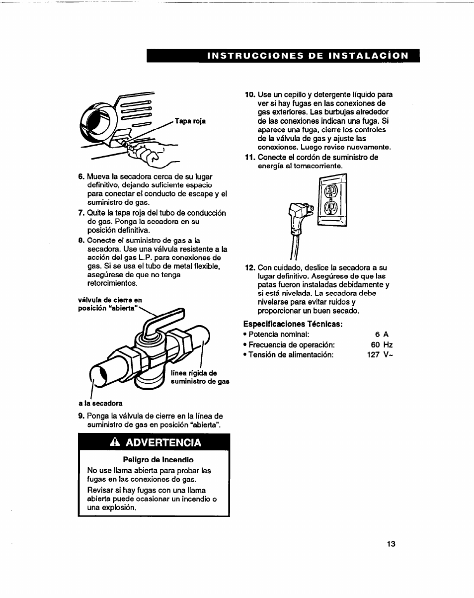 Advertencia | Whirlpool 3401086 User Manual | Page 37 / 59