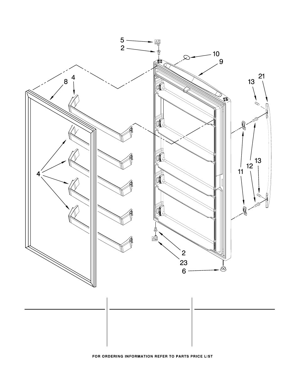 Door, Door parts | Whirlpool EV161nzrq00 User Manual | Page 7 / 8