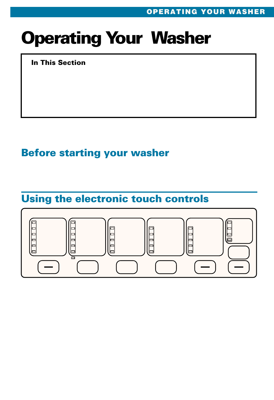 Operating your washer, Before starting your washer, Using the electronic touch controls | Whirlpool LSE9355BQ0 User Manual | Page 5 / 32