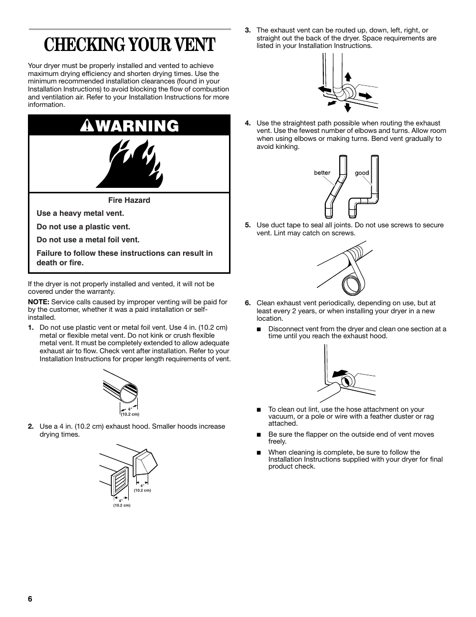 Checking your vent | Whirlpool GCGM2991LQ0 User Manual | Page 6 / 24