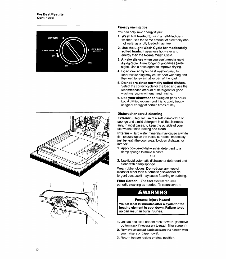 Warning | Whirlpool 8000 Series User Manual | Page 12 / 16