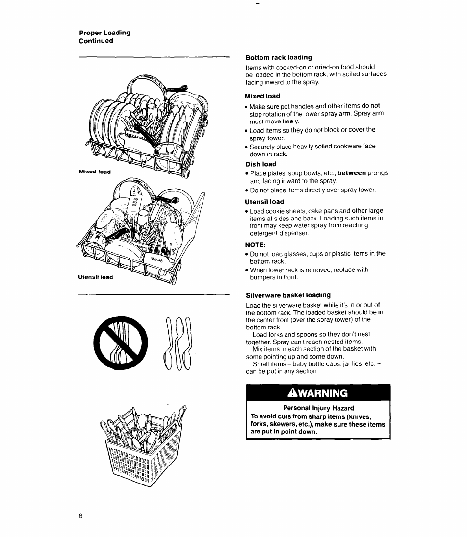 Warning | Whirlpool 8000 Series User Manual | Page 8 / 16