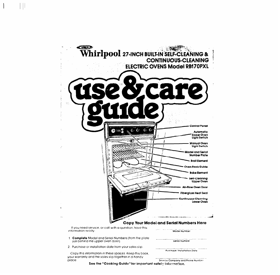 Whirlpool RB170PXL User Manual | 16 pages