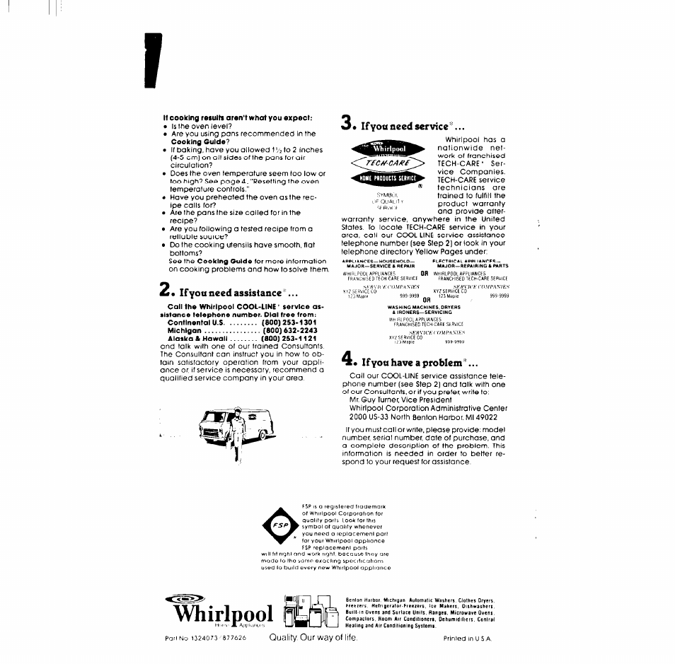 Whirlpool, I* ifyou need service, Ifyou have a problem c | Whirlpool RB170PXL User Manual | Page 16 / 16