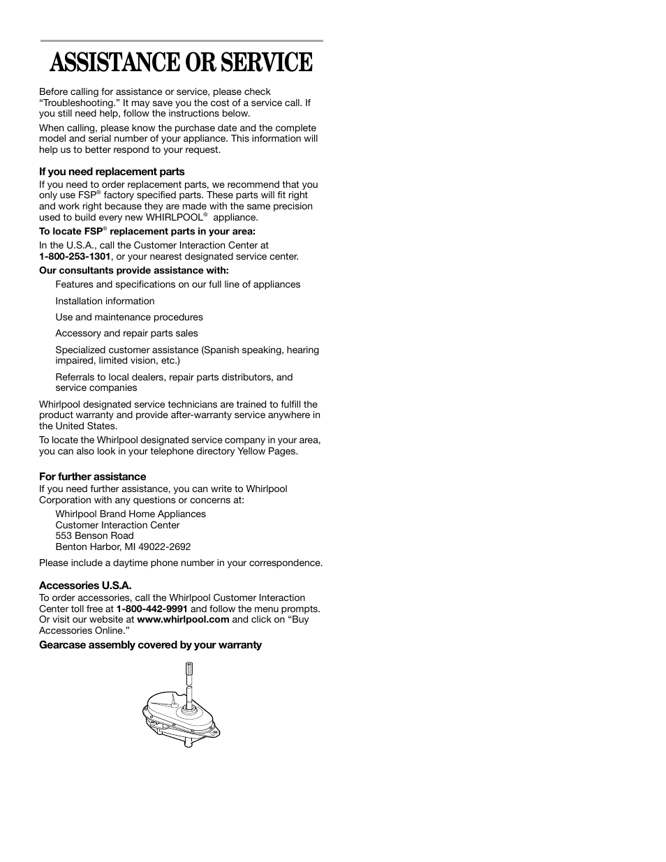 Assistance or service | Whirlpool Thin Twin User Manual | Page 17 / 18