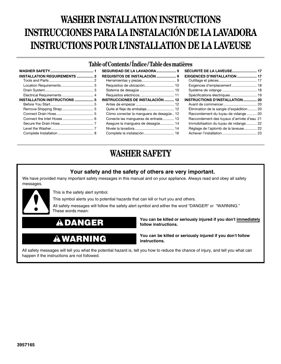 Whirlpool 3957165 User Manual | 24 pages