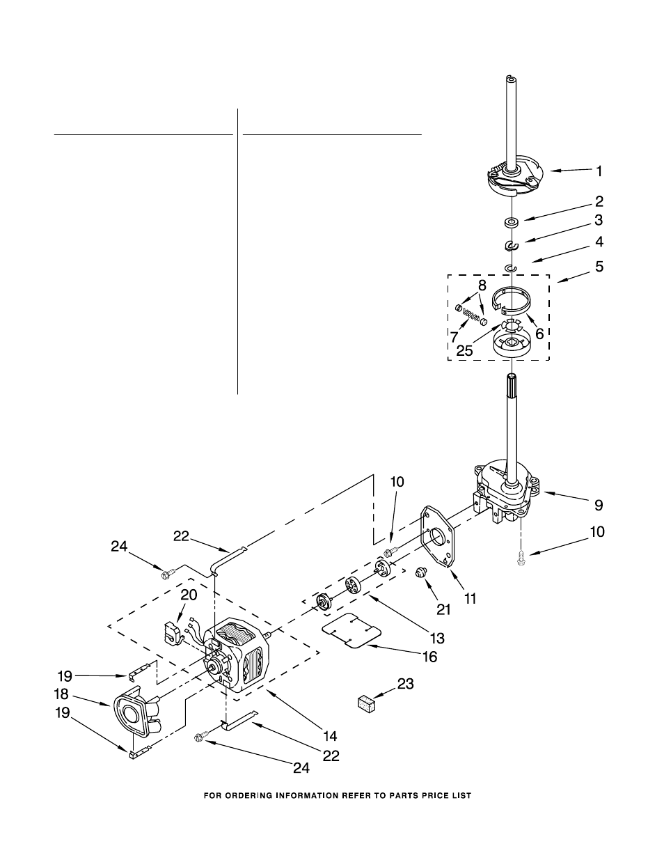 Brake, clutch, gearcase, motor and pump, Brake, clutch, gearcase, motor and pump parts | Whirlpool LTE5243DQ7 User Manual | Page 11 / 19