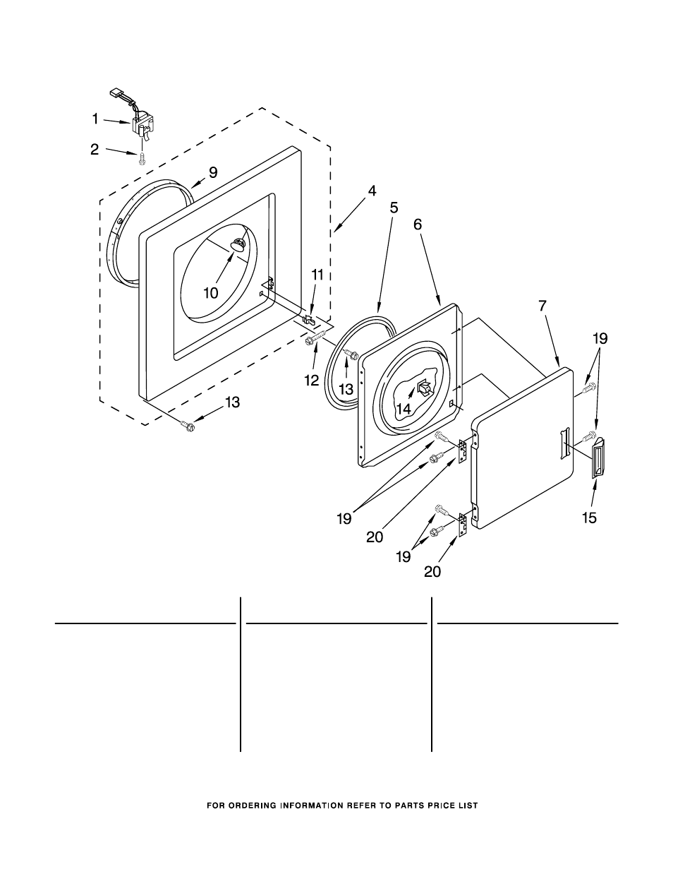 Dryer front panel and door, Dryer front panel and door parts | Whirlpool LTE5243DQ7 User Manual | Page 2 / 19