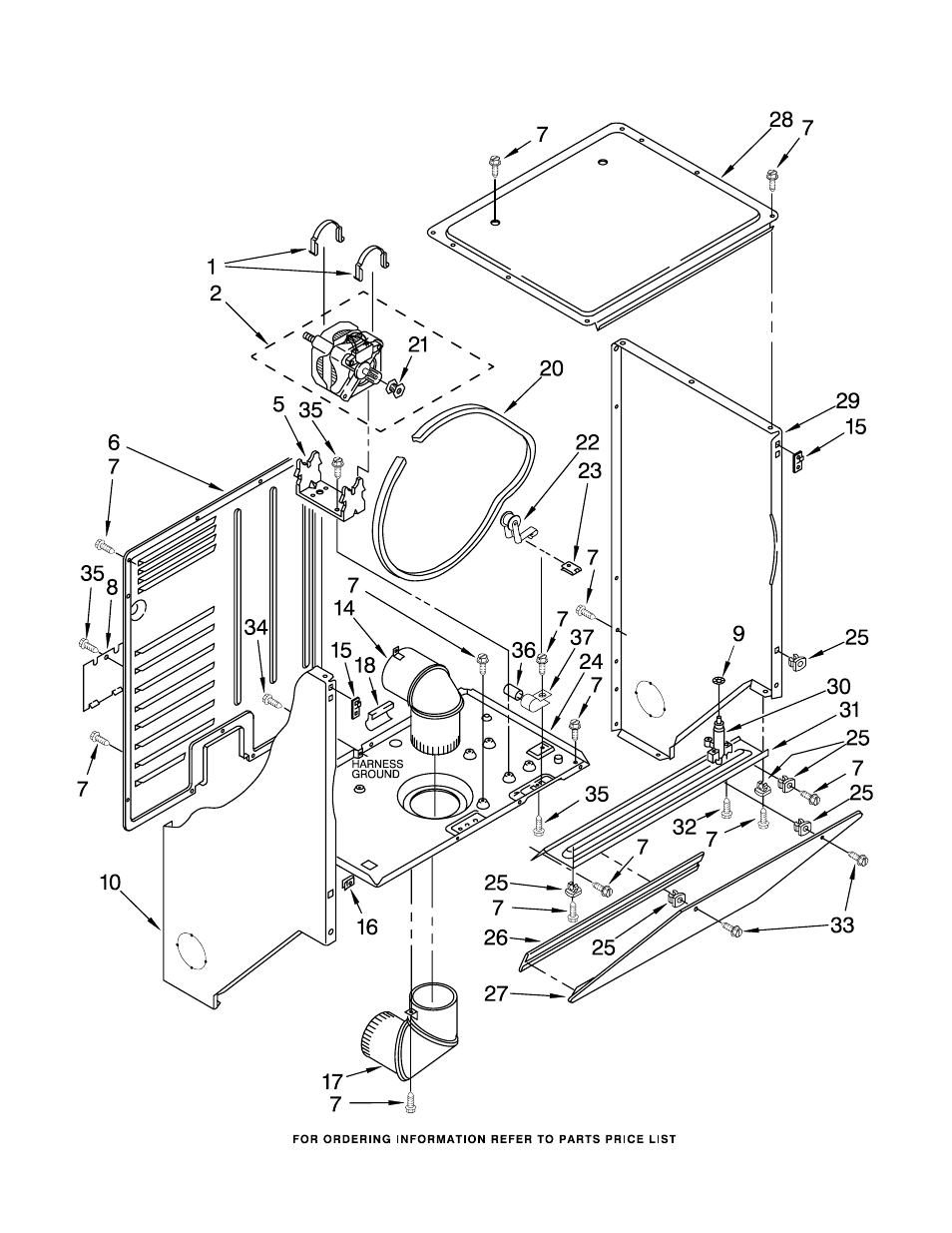 Dryer cabinet and motor, Dryer cabinet and motor parts | Whirlpool LTE5243DQ7 User Manual | Page 3 / 19