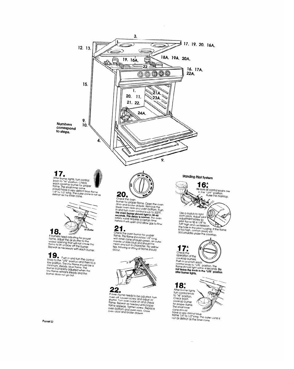I7a. 22a, The oven burnl?¿s?.,rt, Conds. this cstay^s | Standing pilot system | Whirlpool FGP300BL0 User Manual | Page 5 / 7