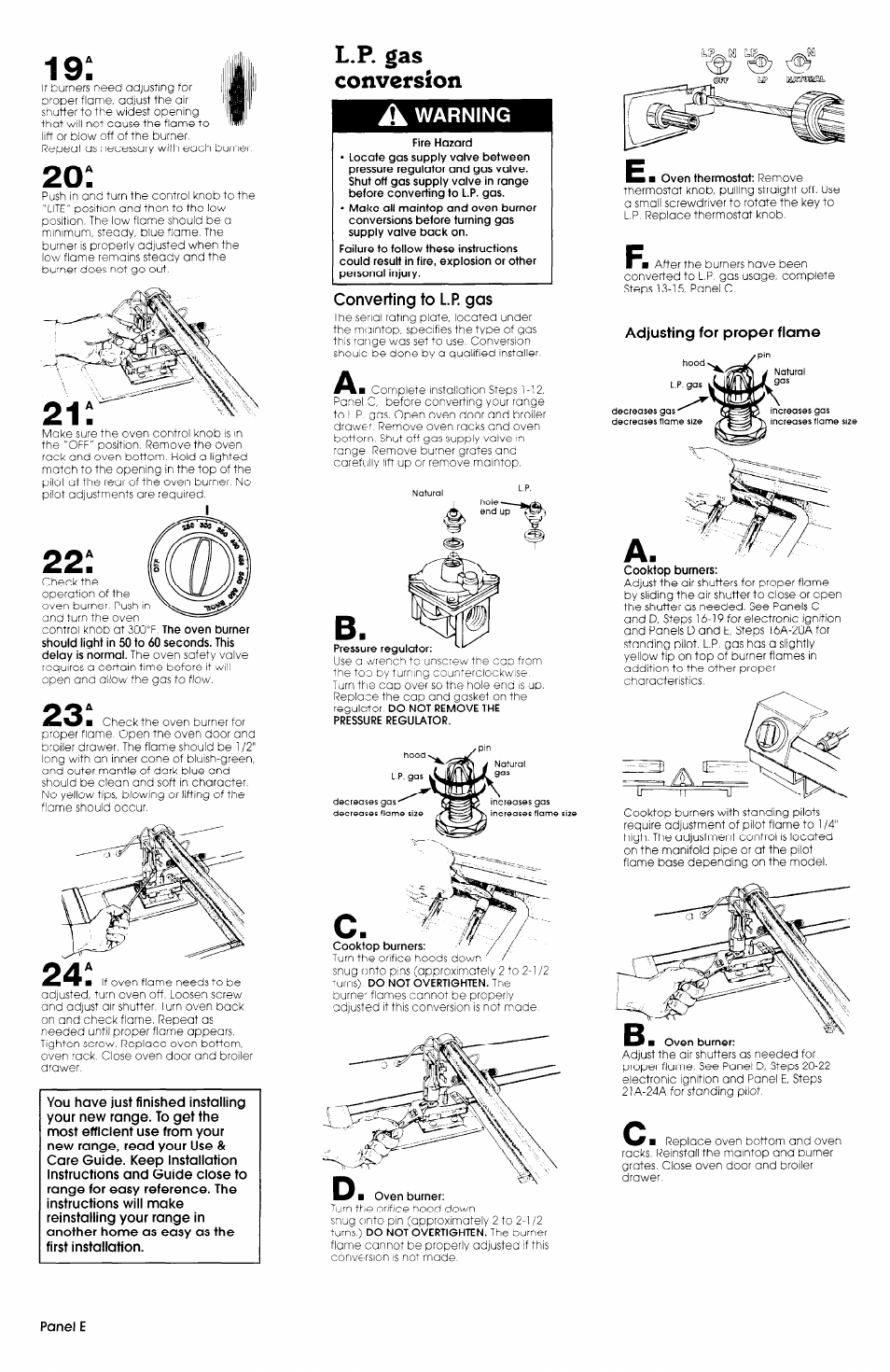 L.p. gas conversion, Jk warning | Whirlpool FGP300BL0 User Manual | Page 6 / 7
