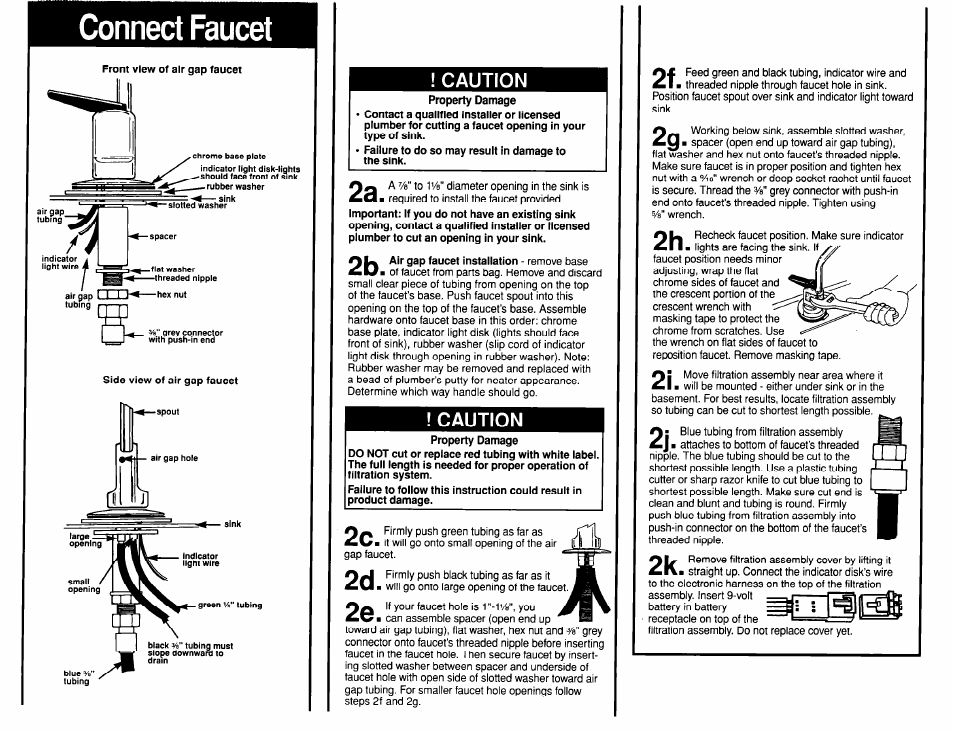 Connect faucet, Caution | Whirlpool WSR413YW0 User Manual | Page 7 / 18