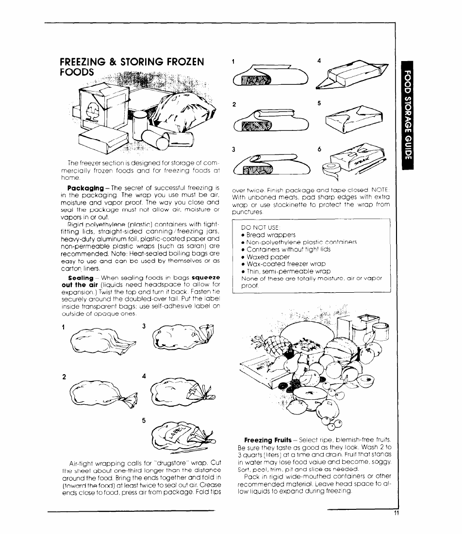 Freezing 8c storing frozen foods | Whirlpool ET1 8MK User Manual | Page 11 / 16