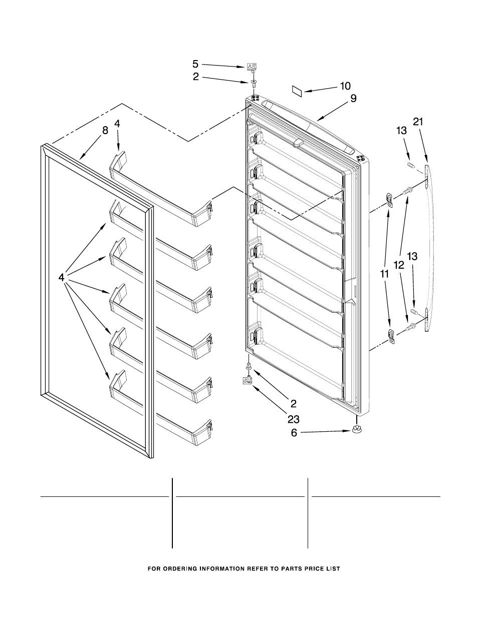 Door, Door parts | Whirlpool EV201NZRQ00 User Manual | Page 7 / 8