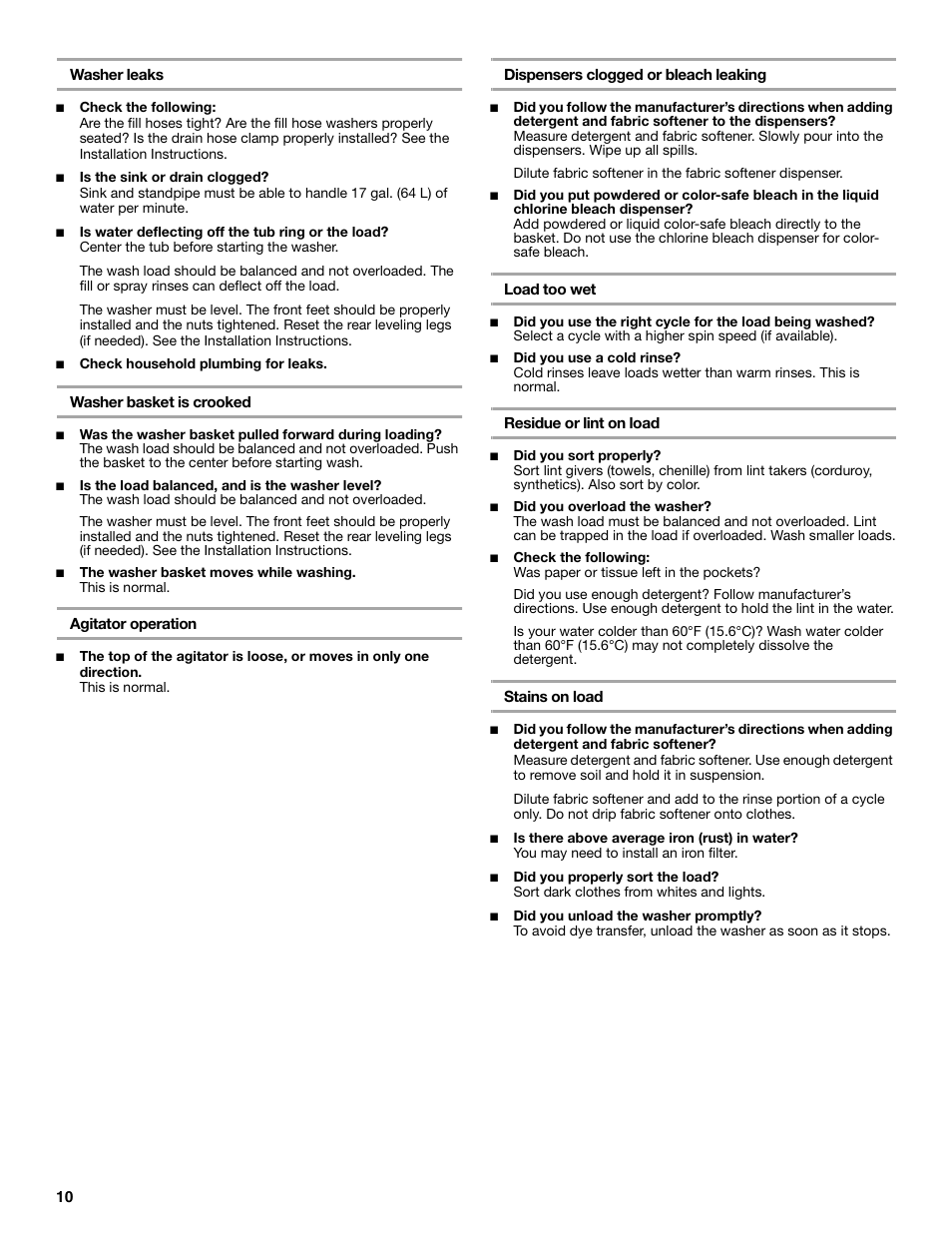 Whirlpool 3RGSC9400 User Manual | Page 10 / 12