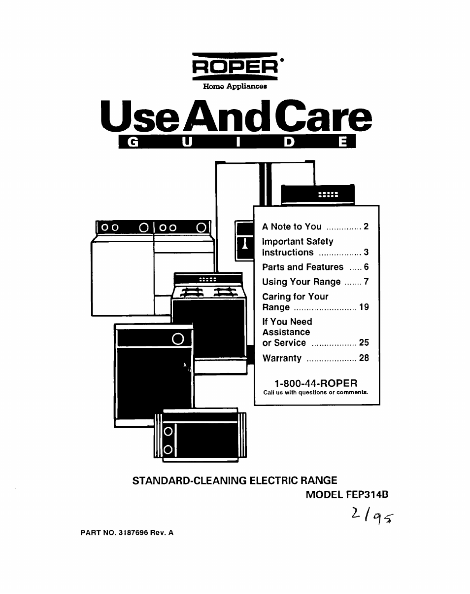 Whirlpool FEP314B User Manual | 28 pages