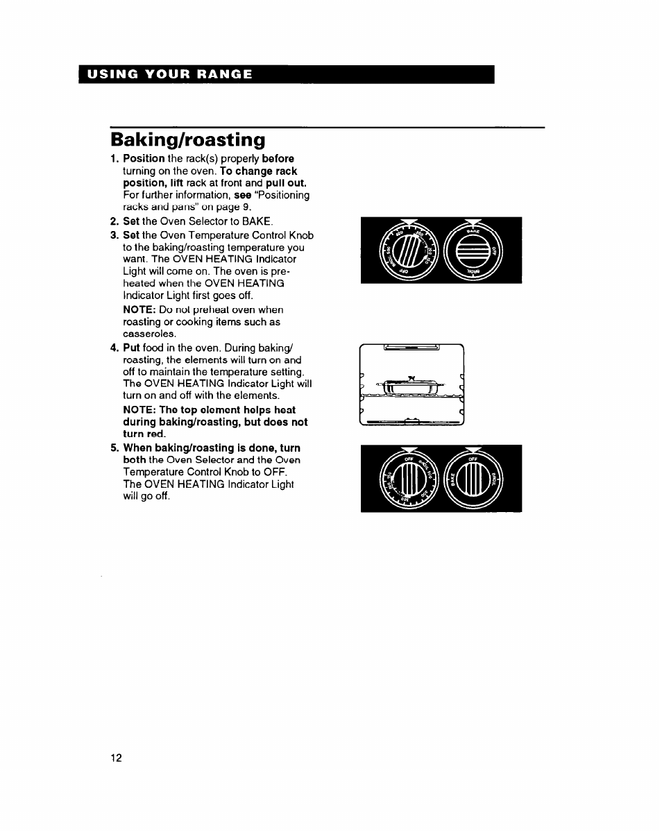 Baking/roasting | Whirlpool FEP314B User Manual | Page 12 / 28