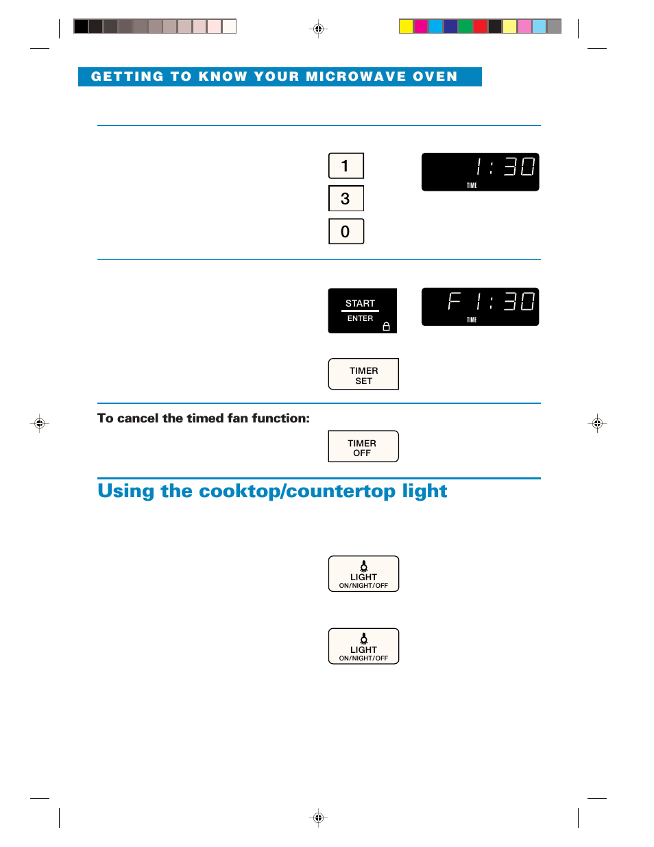 Using the cooktop/countertop light | Whirlpool YMH6130XE User Manual | Page 18 / 60