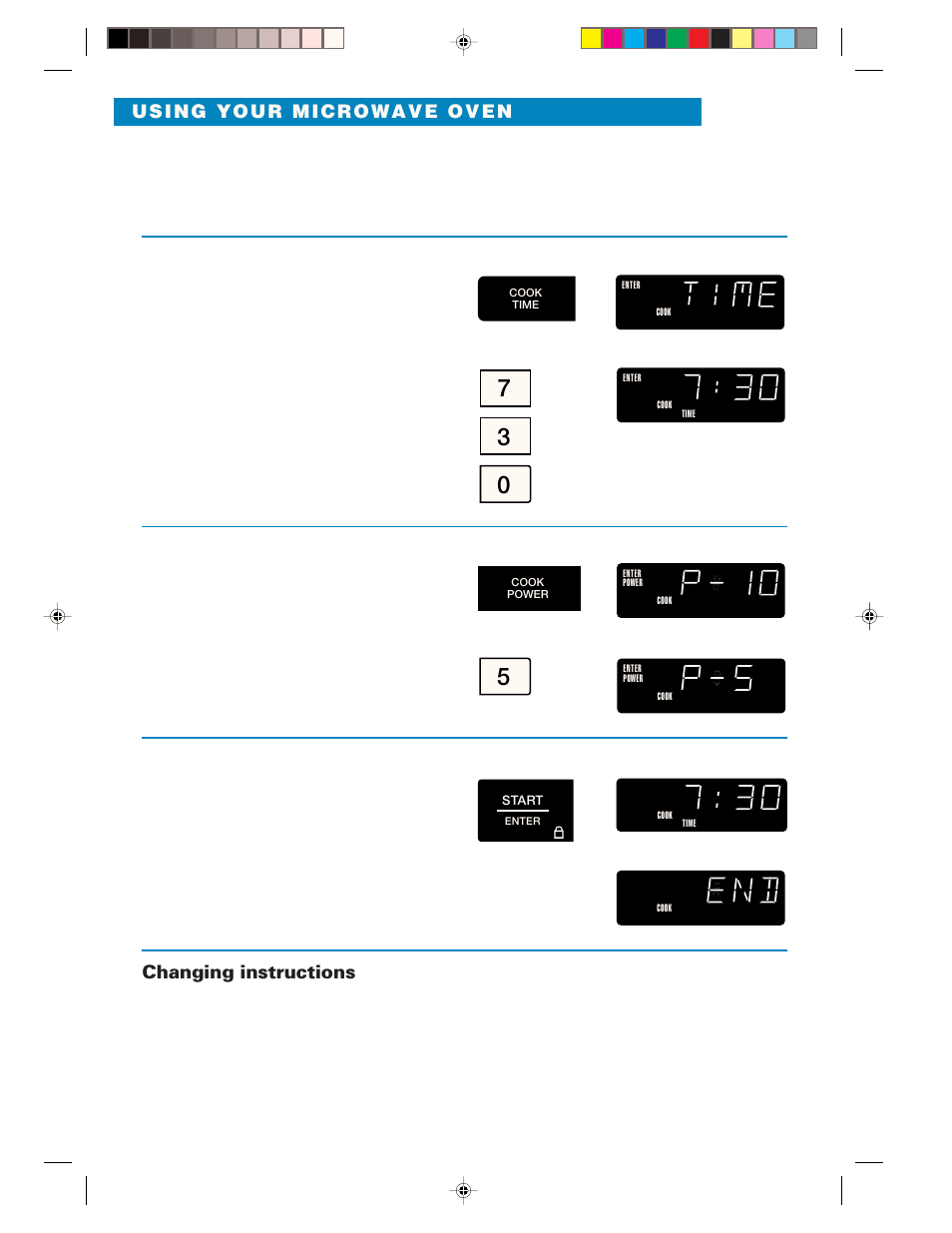 Set cook power, Start oven, Changing instructions | Whirlpool YMH6130XE User Manual | Page 26 / 60