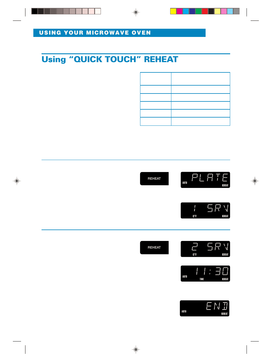 Using "quick touch" reheat, Using “quick touch” reheat | Whirlpool YMH6130XE User Manual | Page 36 / 60