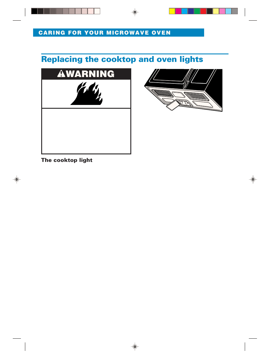 Replacing the cooktop and oven lights, Wwarning | Whirlpool YMH6130XE User Manual | Page 46 / 60