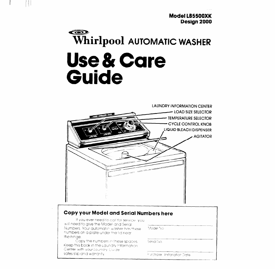 Whirlpool LB5500XK User Manual | 12 pages