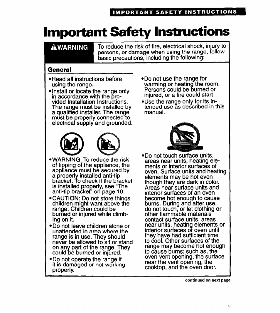 Important safety instructions | Whirlpool FEP310Y User Manual | Page 3 / 26