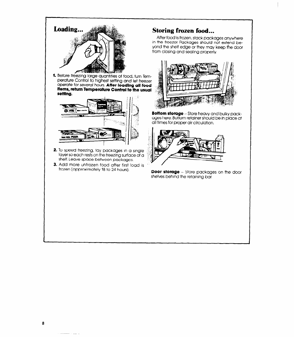 Storing frozen food, Loading... storing frozen food | Whirlpool EVIIOCXR User Manual | Page 8 / 12