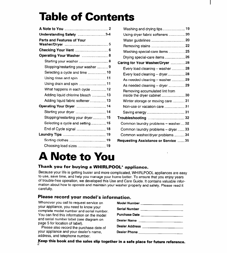 Whirlpool 3396315 User Manual | Page 2 / 78