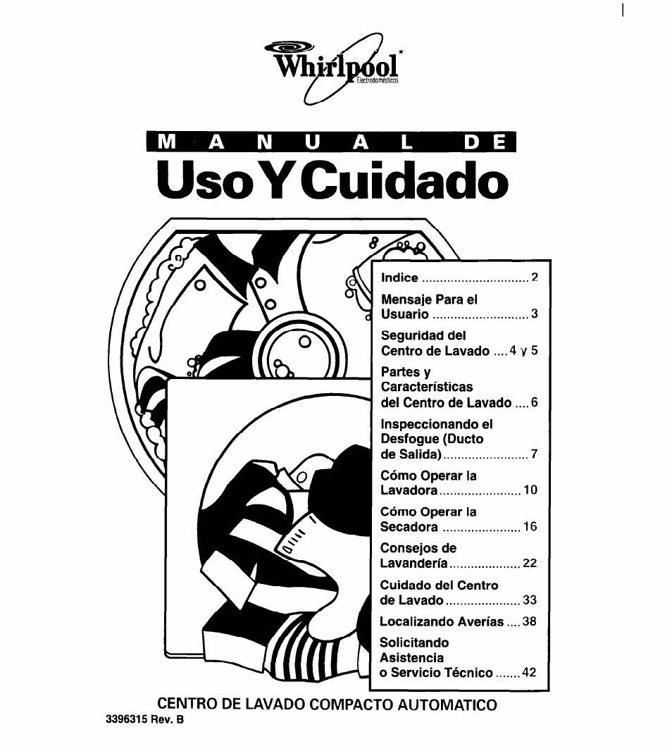 Uso y cuidado, Whmdóol | Whirlpool 3396315 User Manual | Page 37 / 78