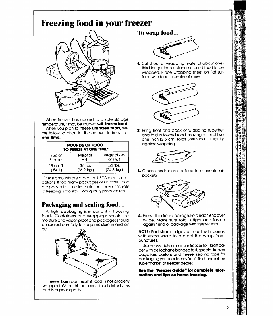 Freezing food in your freezer, Packaging and sealing food, Iytf | Whirlpool EV190N User Manual | Page 9 / 12