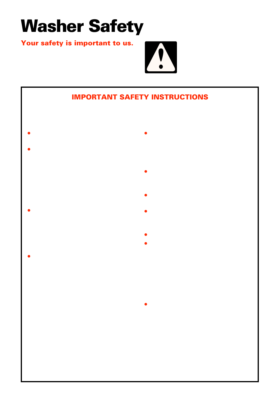 Washer safety | Whirlpool 3363573 User Manual | Page 3 / 24
