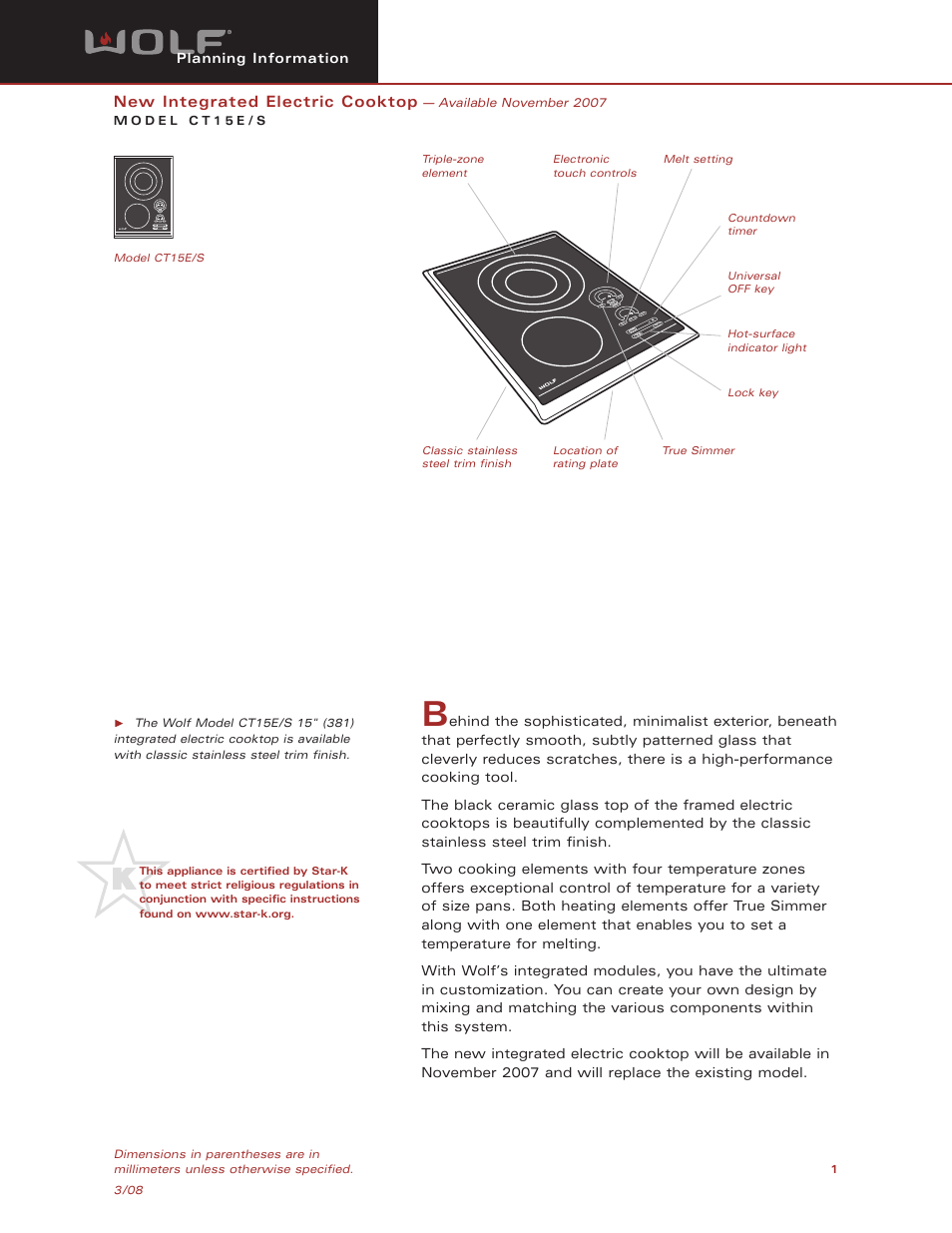Wolf CT15E/S User Manual | 6 pages