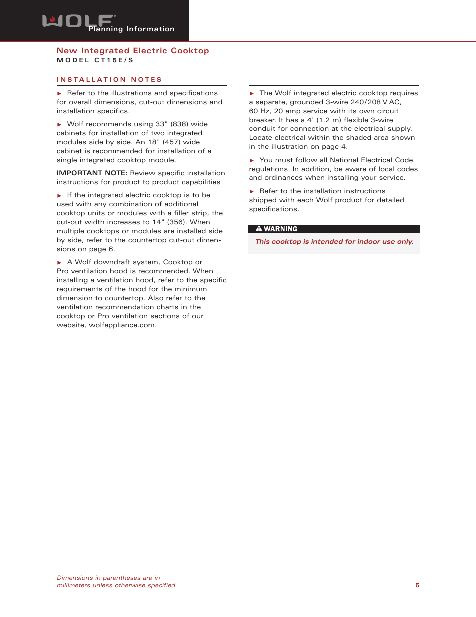 Wolf CT15E/S User Manual | Page 5 / 6