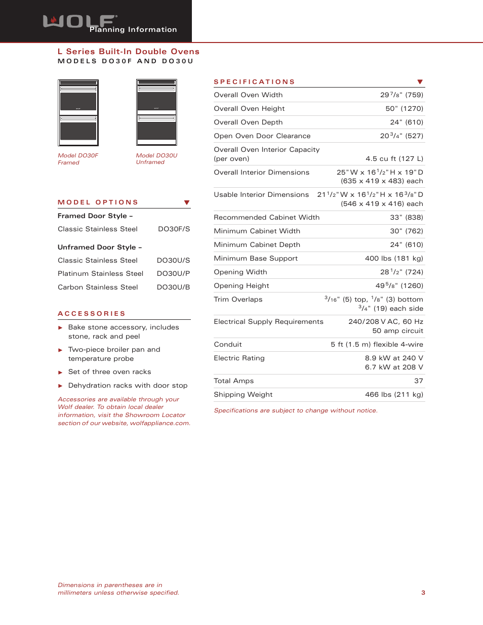 Wolf DO30F User Manual | Page 3 / 5